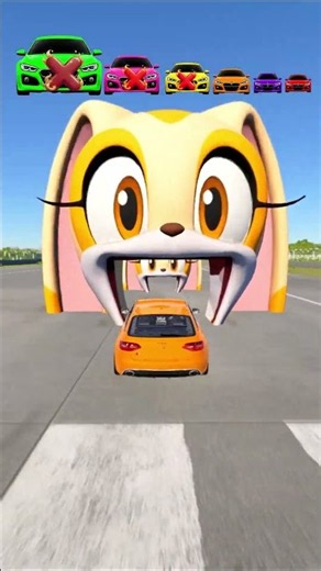 Big and Small Car vs Cream the rabbit mouth - Beamng.Drive #beambeamngdrive #beamng #shorts