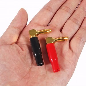 ACEIRMC 20pcs 4mm 0.16" Banana Plugs Right Angle ，90 Degree Speaker Connector Right Angle Banana Plugs for Speaker Wire Audio Connector Adapter (Red and Black)