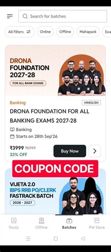 PW Banking New Batches 2026-27 🔥 | Drona, Astra, Vijeta 2.0, RBI Foundation | Coupon Code #pw
