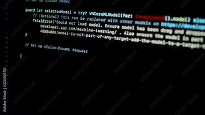4.1 Developer type artificial Intelligence application with core machine learning on swift programming language on laptop screen
