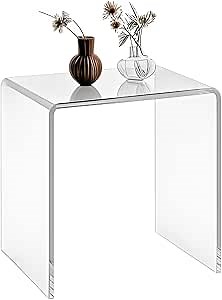 Clear Transparent Acrylic End Table with Rounded Edges,18"H Compact Small Table, Acrylic Side Table Suitable for Living Room, Night Stands for Bedrooms, Modern Occasional Tables 12"D x 16"W x 18"H