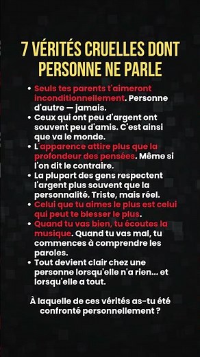 🕯️ 7 vérités cruelles à connaître absolument #citations #motivation #citationsprofondes