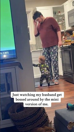 Just watching my husband get bossed around by the mini version of me 👌 momlife heart full ❣️