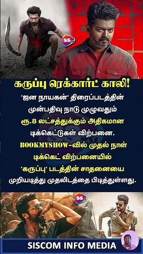 🔥 'கருப்பு' ரெக்கார்டை காலி செய்த 'ஜன நாயகன்'! BookMyShow-வில் விஜய் புதிய சாதனை 🏆#cmvijay #suriya