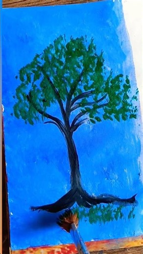 🌳 Easy Tree Painting Tutorial | Beautiful Nature Art #shorts