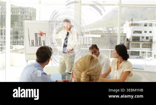 Animation of data processing over caucasian businessman giving a presentation at office. Computer interface and business technology concept Stock Video Footage - Alamy