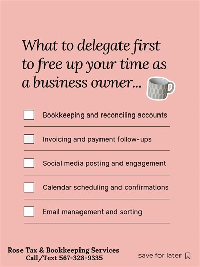 Are you fed up with being “everyone” in your business? The owner. The admin. The scheduler. The bookkeeper. The one answering every message. It’s exhausting! You don’t have to hand everything off at once. Start with one small task that drains your time or energy and let someone else take it on. Your business will still run. You’ll just have more space to breathe. What’s the first thing you’re ready to delegate this new year? . . . #Delegate #Entrepreneur #Bookkeeping #Accounting #SmallBusiness #