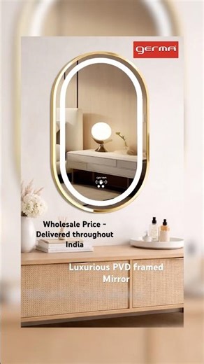 Luxurious PVD - SS 304 Bevelled framed Mirror with smart wave sensor option #decorativemirror