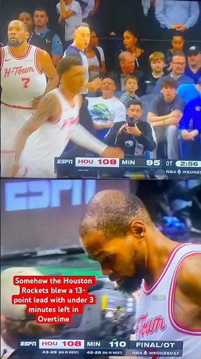 Somehow the Houston Rockets blew a 13 point lead with under 3 minutes left in overtime and loss