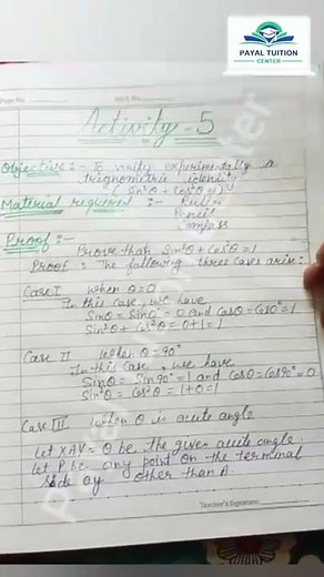 Class 10th Math Lab Manual Activity 5 Trigonometric Equations