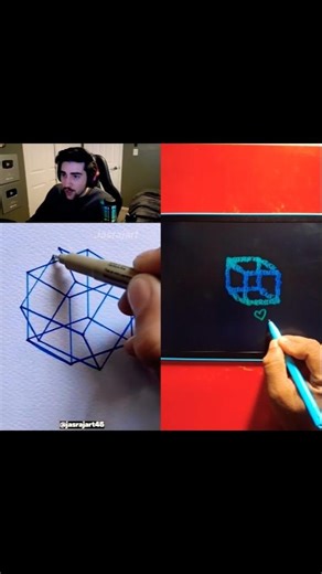 3d qube drawing #maths #illusion