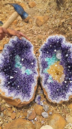 I Was SHOCKED 😱 Massive Hidden Treasure Found! Giant Amethyst Crystal Geode Inside Volcano Rock 💎🔥