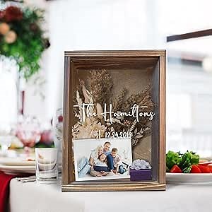 Personalized Wedding Gifts, Wedding Gifts for Couples 2024,Large Shadow Box Picture Frames Deep Shadow Boxes Display Cases with Custom Couple Name and Date, Wooden Memory Boxes for Keepsakes Couples