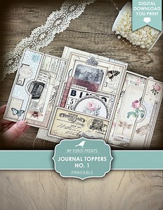 Junk Journal, Journal Toppers, No. 1, Folio, Folder, Neutral, Journal Cover, Kit, Vintage, My Porch Prints, Digital, Download, Printable - Etsy