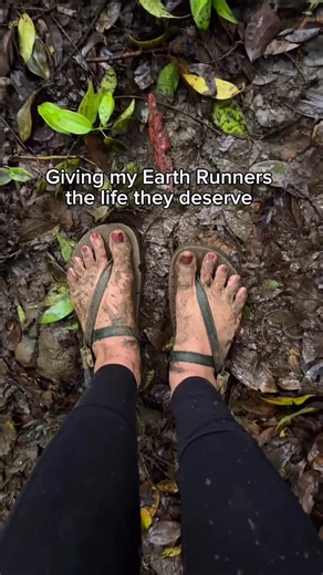 Earth Runners Sandals on Instagram: "The proper way to break in a pair of Earth Runners - get them as muddy as possible 😜 trail running mud run muddy trail runner barefoot running lucky we live hawaii run oahu honolulu jungle hike culture island girl earth runners sandals"