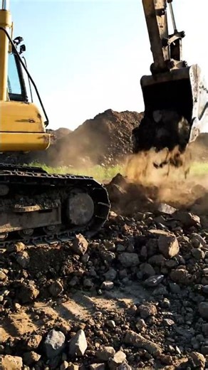 Heavy Excavator Work: Digging & Moving Earth at Sunset! 🚜💨