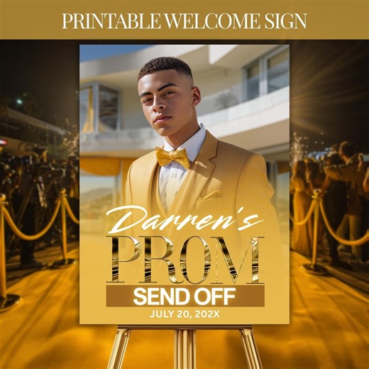 Elegant Prom Send off Welcome Sign, Yellow Mustard Gold Welcome Board (digital Download) - Etsy