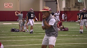 60 Minutes was granted rare access inside coach Nick Saban’s football program in 2013. There was yelling and hat-throwing. The legendary Alabama coach announced his retirement Wednesday. https://cbsn.ws/47yp0nG | 60 Minutes