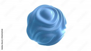 3D Animation - Abstract blue shape with fluid loop animation isolated on white background