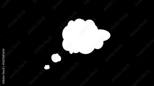 Thinking cartoon cloud animation, animated speech bubble. Chat bubble animation. transparent background. alpha channel. 4k video