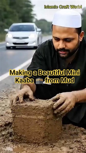 Making a Beautiful Mini Kaaba 🕋 from Mud | Handmade Kaaba Model #shorts #Kaaba #macca