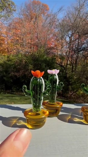 Handmade Blown Glass Cactus: Mini Potted Succulent, Home Decor - Etsy