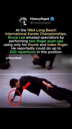 Bruce Lee's Insane 2 Finger Push Ups #shorts