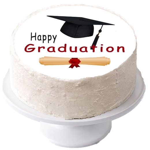 Graduation Cap and Scroll Edible Image Cake Topper – Pre-cut 8" Round Icing Sheet - Etsy