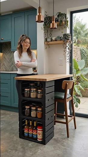 DIY Kitchen Island from Wooden Crates | Easy Home Improvement Idea 🪵✨