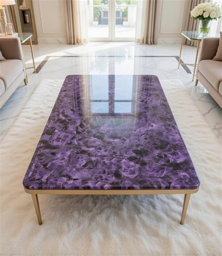 Purple Amethyst Coffee Table, Luxury Living Room Furniture, Statement Gemstone Decor - Etsy