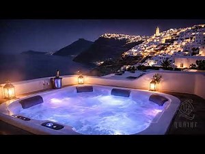 Santorini Night Jacuzzi ASMR 🌙 Relaxing Hot Tub Bubbles & Cliffside Ambience - 10 hours