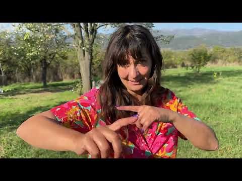 Tsetsi Trimming Branches in her Yard and Taking Care of the Garden of her Bulgarian Homestead