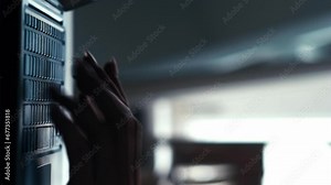 Vertical video. Laptop study. Online learning. Home education. Woman student hands typing essay at modern computer at workplace desk free space.