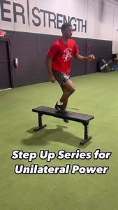 Here’s a step up plyo series with a couple of our college athletes when we’re training force absorption as well as production. - Each drill the athlete is focused on decelerating and controlling the landing efficiently before immediately accelerating into the next rep. - This is a simple series and progressions to help athletes work on improving that control. — 1. Sprinter Step Ups 2. Alternating Sprinter Step Ups (Frontal Plane) 3. Alternating Sprinter Step Ups (Sagittal Plane) 4. Bulgarian Spl