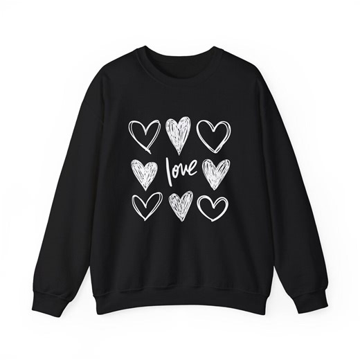 Hand-drawn Heart Pattern Love Sweatshirt | Chalkboard Style Valentine Top FREE STANDARD SHIPPING - Etsy
