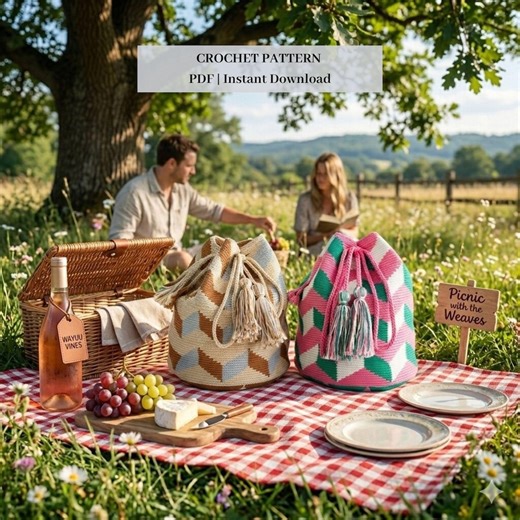 Pink Khaki Wayuu Bag Crochet Pattern | Boho Tote Tutorial (PDF Download) - Etsy