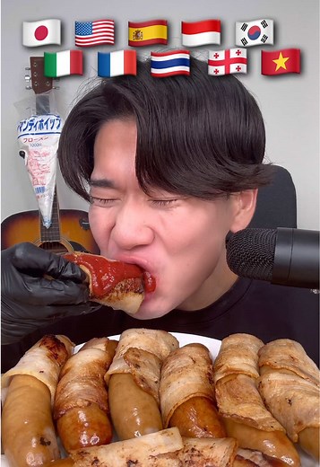ソーセージとベーコンの大食いモッパン