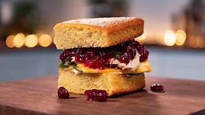 Stack your leftover Thanksgiving sammy with fluffy cornbread, bittersweet cranberry, tender turkey, crisp spinach, creamy avocado and sharp cheese. | Cooking Panda