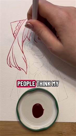 It’s my blood was drawn by a medical professional. No self harm. #bloodart #anya #spyxfamily #blood #art