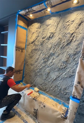VEJA A CRIAÇÃO DO EFEITO ROCHA parte 02 #texture #rock #artificialrock #piedra #deco #construccion #obra #stucco #arquitetura #arquitectura