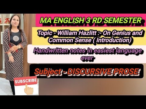 William Hazlitt:- On Genius and Common Sense (Introduction)