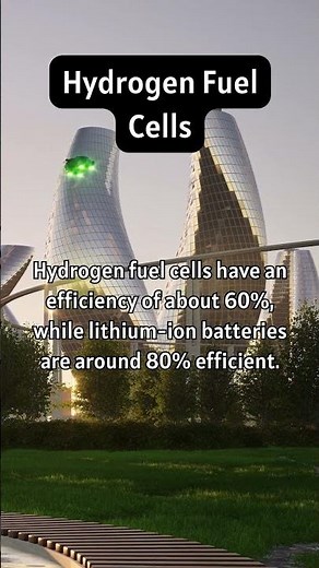 How do hydrogen fuel cells compare to lithium ion batteries in efficiency?