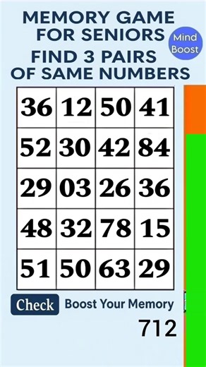 Brain Exercise for Seniors – Easy Brain Challenge to Keep Your Brain Active | Match the Numbers