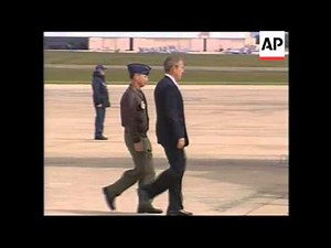 President Bush boards Airforce One bound for New York.