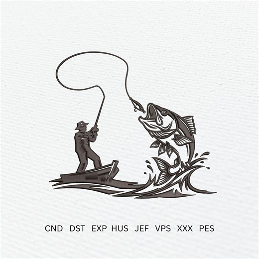 Fishing Embroidery Design, Fly Fish Machine File, Fish Pattern Instant Download - Etsy