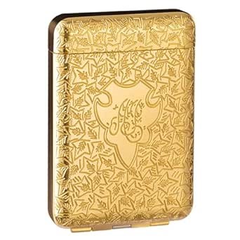 Metal Cigarette Case Vintage Cigarette Holder Box King Size Portable Pack 16pcs Regular Size Cigarettes Gifts for Man Women (Gold)
