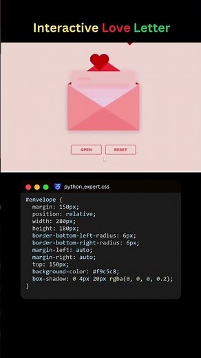 Interactive Love Letter: Click to Open the Envelope#coding #programming #love #loveletter #viral #ui