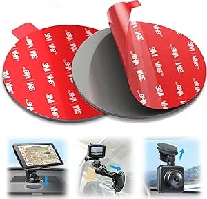 volport Sticky Adhesive for Dash Cam Suction Cup Mount, 90mm Circle Heat Resistant Double Sided Extra Strong Mounting Tape Pad Replacement for Car Boat Dashboard Windshield Camera GPS Sucker Holder