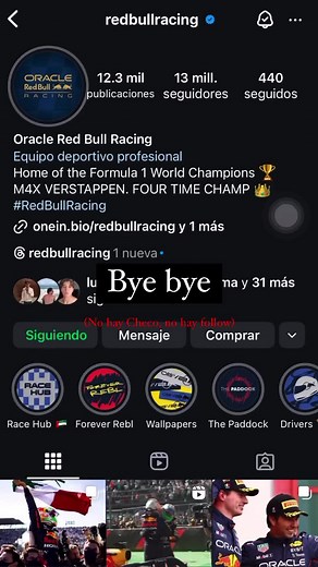 Bye Bye… Ig: _aguayoalexis_ • • • @Sergio Pérez • • #fyp #redbullracing #checoperez #formula1