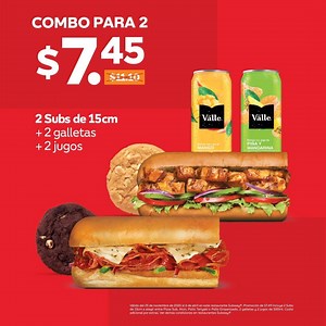 😍 La excusa perfecta para celebrarlo, pedí tu Sub y compartí el otro con tu crush, 2 Subs 15 cm 2 galletas 2 jugos por $7.45! en restaurantes y desde hugo y Uber Eats. 💚 Menú Hugo: https://link.hugoapp.com/San-Salvador/Subway-fa-ad-ce Menú Uber Eats: http://www.ubereats.com/brand/subway | Subway El Salvador